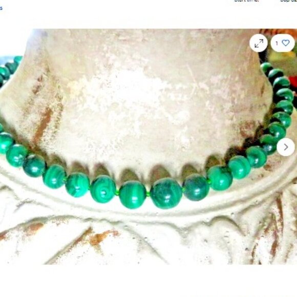 ALEXANDRA'S ACCENTS Artisan Malachite 19" Necklace Green Graduated Beads 16-7mm - Picture 4 of 6